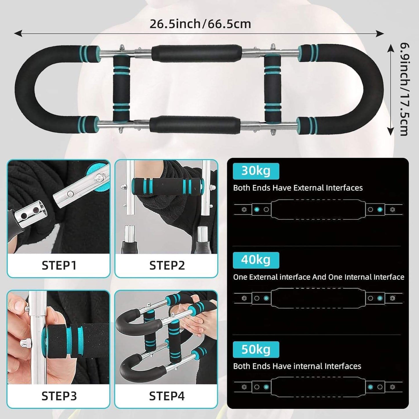 U-Shape Arm Trainer with Adjustable Resistance for Home Gym Training