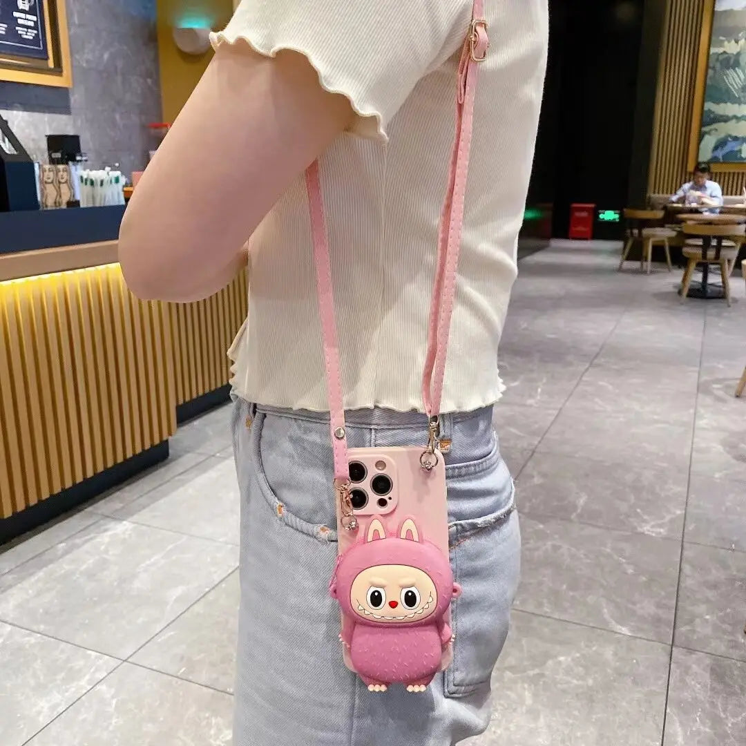Labubu iPhone Mobile Cover with Wallet Pouch – Dubai Edition