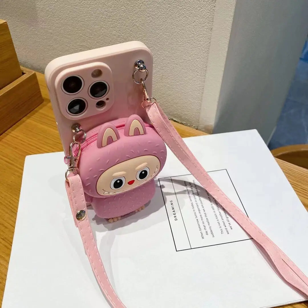 Labubu iPhone Mobile Cover with Wallet Pouch – Dubai Edition